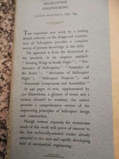 PRINCIPLES OF HELICOPTER ENGINEERING JACOB SHAPIRO   1955 ( aviation aircraft flight  )