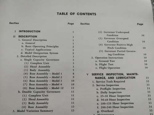 PROPELLER COUNTERWEIGHT GOVERNORS SERVICE MANUAL No 121B  ( 1954 ) ( aviation aircraft flight  )