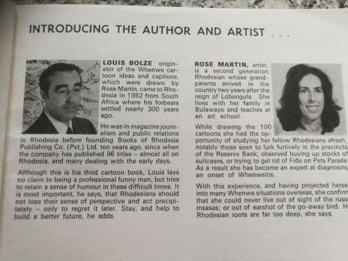 THE WHENWES OF RHODESIA by Louis Bolze and Rose Martin ( Rhodesiana  when wes )