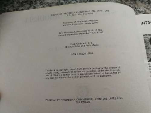 THE WHENWES OF RHODESIA by Louis Bolze and Rose Martin ( Rhodesiana  when wes )
