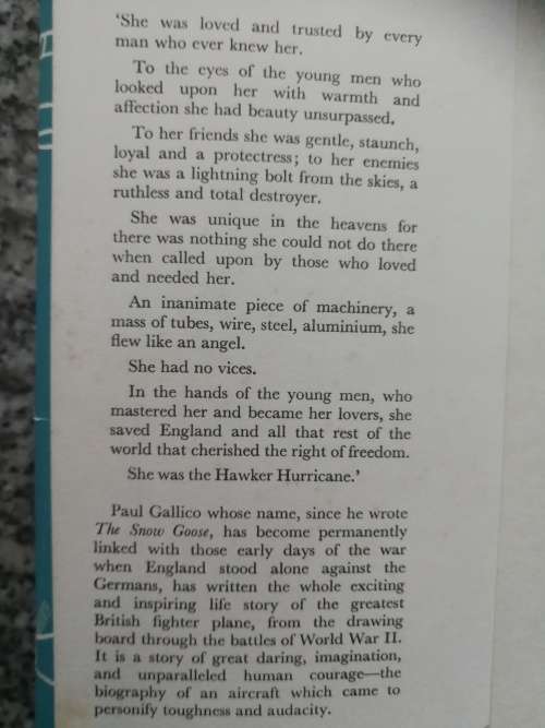 THE HURRICANE STORY PAUL GALLICO First Published 1959 the biography of an aircraft