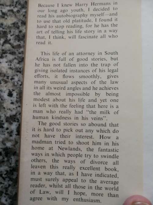 THE LAW MY MASTER REMINISCENCES OF AN ATTORNEY HARRY H HERMANS ( The  Law - My Master )