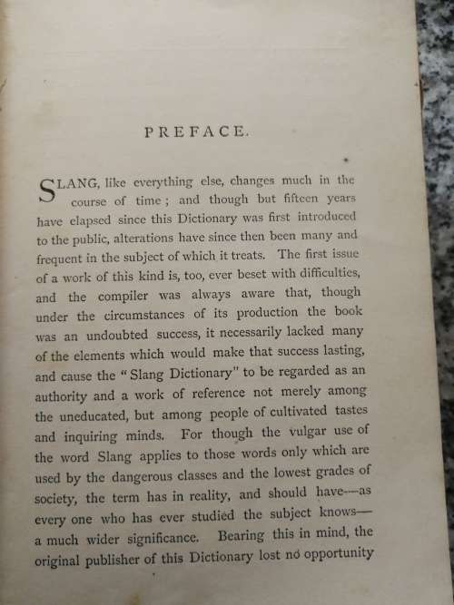 THE SLANG DICTIONARY Etymological Historical and Anecdotal CHATTO and WINDUS 1874