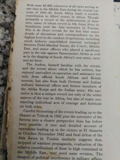 WAR IN THE DESERT NEIL ORPEN South African Forces World War 11 Volume 111 Second World War WW2 II