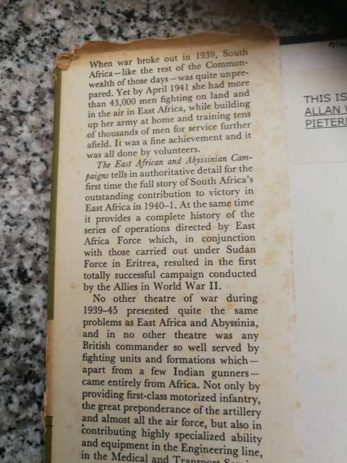 EAST AFRICAN AND ABYSSINIAN CAMPAIGNS NEIL ORPEN S A Forces World War 11 Vol 1 Second World WW2 II