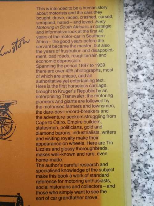 EARLY MOTORING IN SOUTH AFRICA A PICTORIAL HISTORY R H JOHNSON (  motorists and their Cars a history