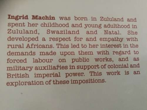 ANTBEARS AND TARGETS FOR ZULU ASSEGAIS INGRID MACHIN ( forced African labour in colonial Natal )