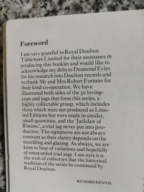 ROYAL DOULTON LIMITED EDITION LOVING-CUPS AND JUGS   ( Pottery  booklet )