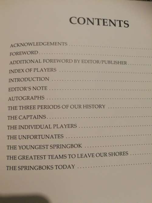 DOC CRAVAN`S TRIBUTE THE LEGENDS OF SPRINGBOK RUGBY 1889 - 1989 Editor K CLAYTON
