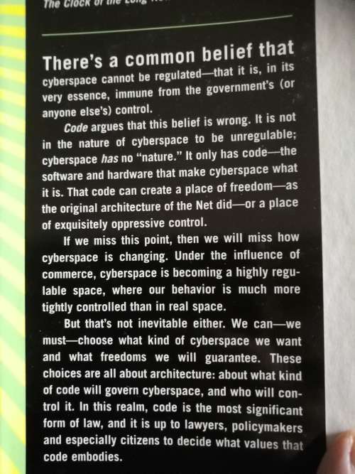 CODE AND OTHER LAWS OF CYBERSPACE LAWRENCE LESSIG  (  internet  computers computer )