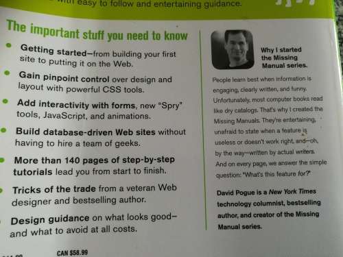 DREAMWEAVER CS3 THE MISSING MANUAL DAVID SAWYER McFARLAND  ( Web site design computers )
