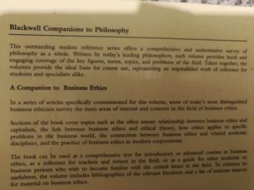 A COMPANION TO BUSINESS ETHICS Edited by ROBERT E FREDERICK Blackwell Companions to Philosophy