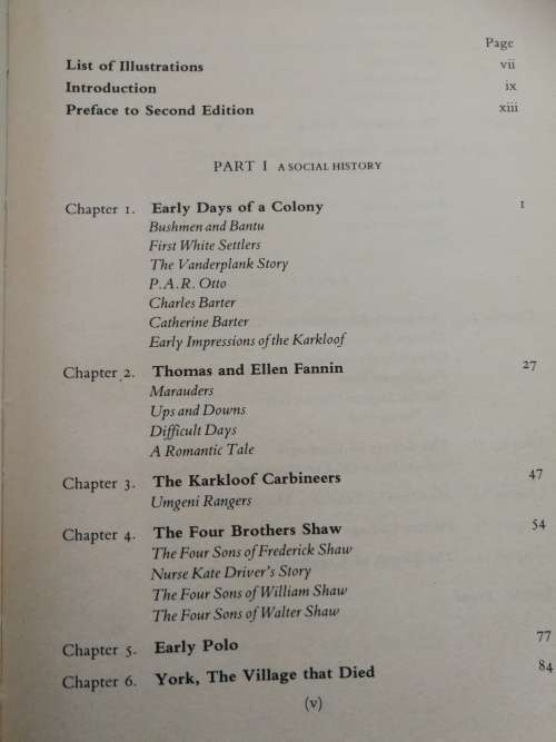 STORIES FROM THE KARKLOOF HILLS CHARLES SCOTT SHAW KwaZulu Natal Midlands History see description