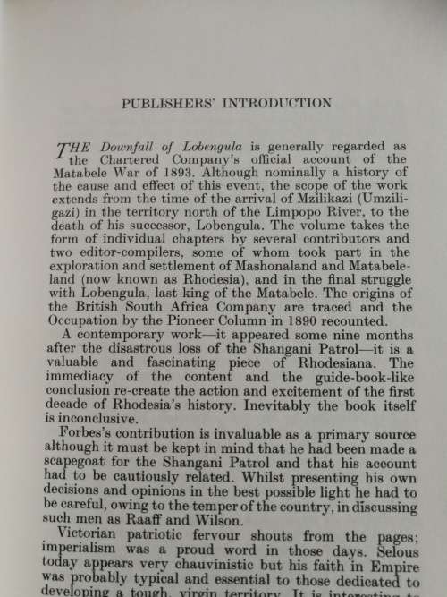 THE DOWNFALL OF LOBENGULA  Cause History and Effect of the Matabeli War W A WILLS L T COLLINGRIDGE
