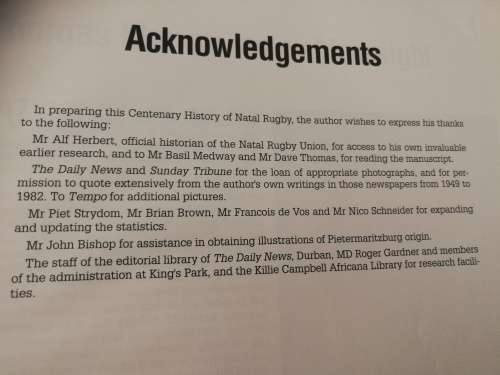 NATAL 100 CENTENARY of NATAL RUGBY UNION  REG SWEET ( Sharks  )