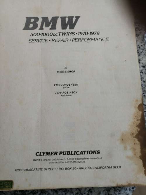 CLYMER BMW 500 - 1000 cc TWINS 1970 - 1979 Service Repair Performance Motorcycle  ( note condition )