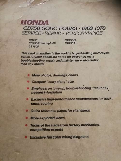 CLYMER HONDA CB750 SOHC FOURS 1969-1978 SERVICE REPAIR PERFORMANCE Motorcycle