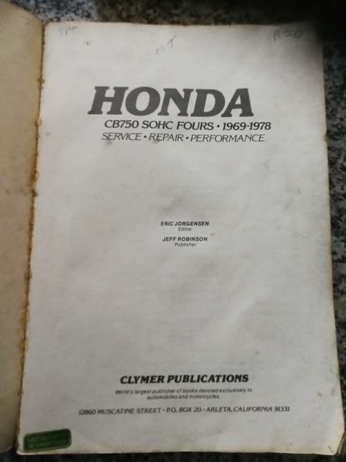 CLYMER HONDA CB750 SOHC FOURS 1969-1978 SERVICE REPAIR PERFORMANCE Motorcycle