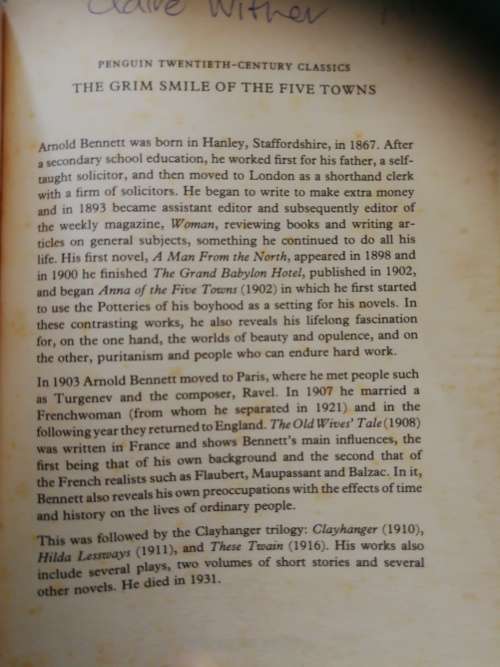 ARNOLD BENNETT THE GRIM SMILE OF THE FIVE TOWNS