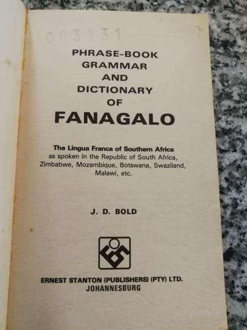 FANAGALO Phrase Book Grammar and Dictionary J D BOLD Eleventh Ed.1981 Revised Enlarged ( languages )