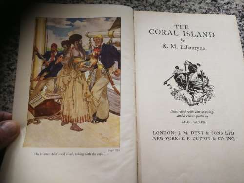 THE CORAL ISLAND R M BALLANTYNE with 8 illustrations in colour J M DENT & SONS LTD Reprint 1967