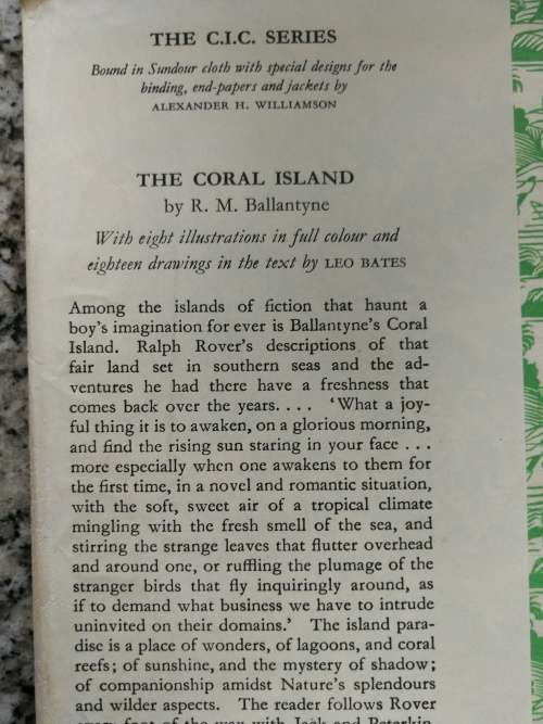 THE CORAL ISLAND R M BALLANTYNE with 8 illustrations in colour J M DENT & SONS LTD Reprint 1967