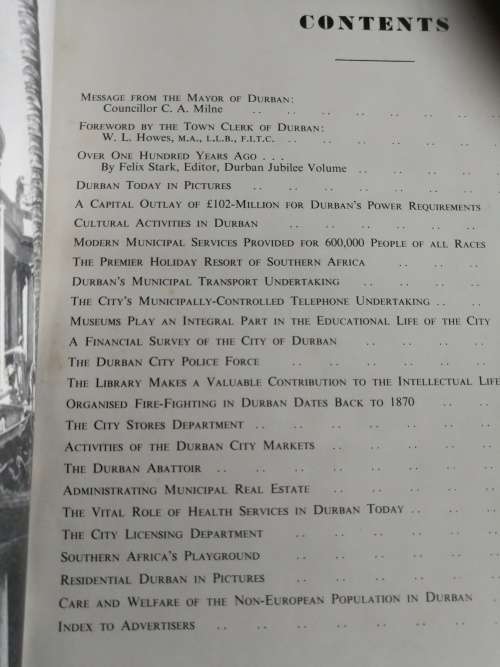 DURBAN Edited by FELIX STARK  From its Beginnings to its Silver Jubilee of City Status 1961