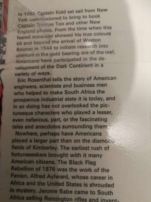 STARS AND STRIPES IN AFRICA ERIC ROSENTHAL  ( Americans  who helped to make South Africa )
