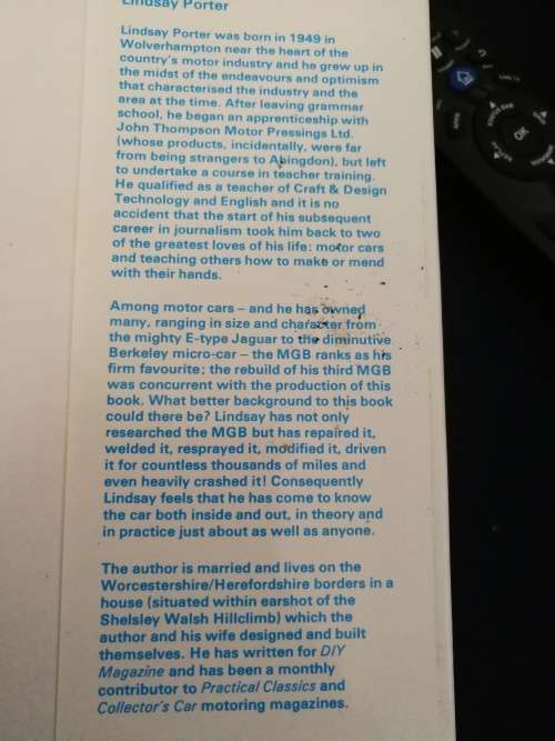 GUIDE TO PURCHASE & DIY RESTORATION OF THE MGB  by LINDSAY PORTER HAYNES motor manual