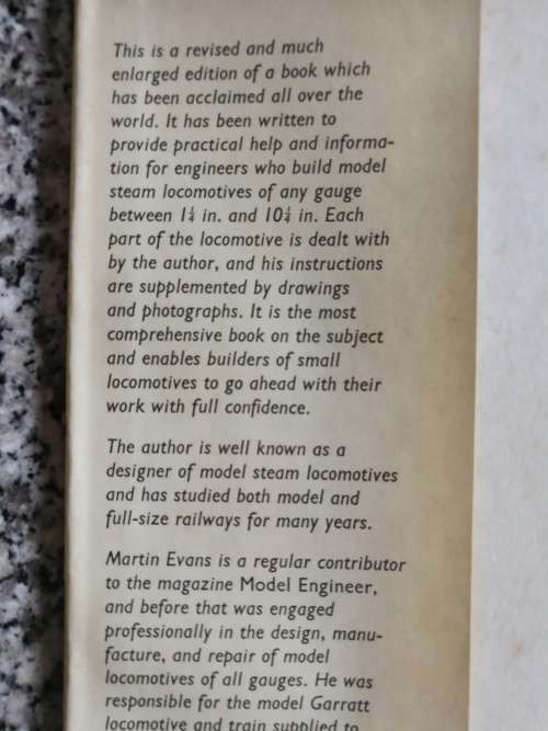 MANUAL OF MODEL STEAM LOCOMOTIVE CONSTRUCTION MARTIN EVANS PERCIVAL MARSHALL  trains  locomotives