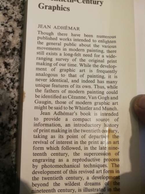 TWENTIETH CENTURY GRAPHICS JEAN ADHEMAR Introductory history of print making