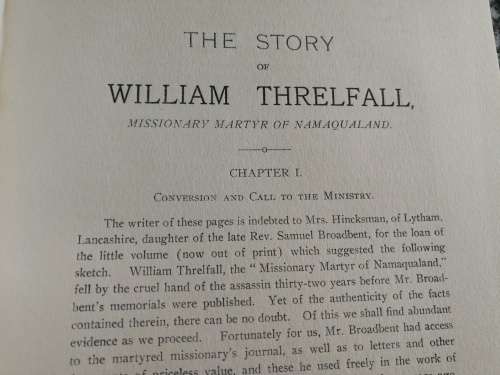 THE STORY of WILLIAM THRELFALL THOMAS CHEESEMAN 1910 Missionary Martyr of Namaqualand