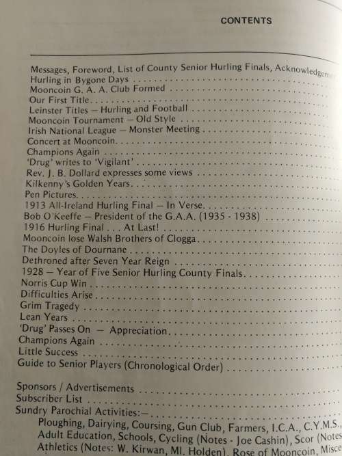 THE MOONCOIN STORY MOIN CUINN  ( Hurling  G A A Drug Walsh Bob O` Keeffe Kilkenny )