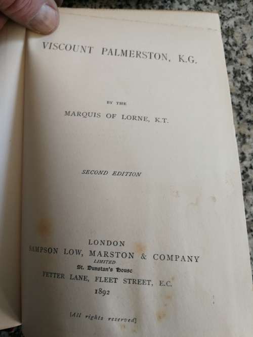 LORD PALMERSTON MARQUIS OF LORNE K T 1892
