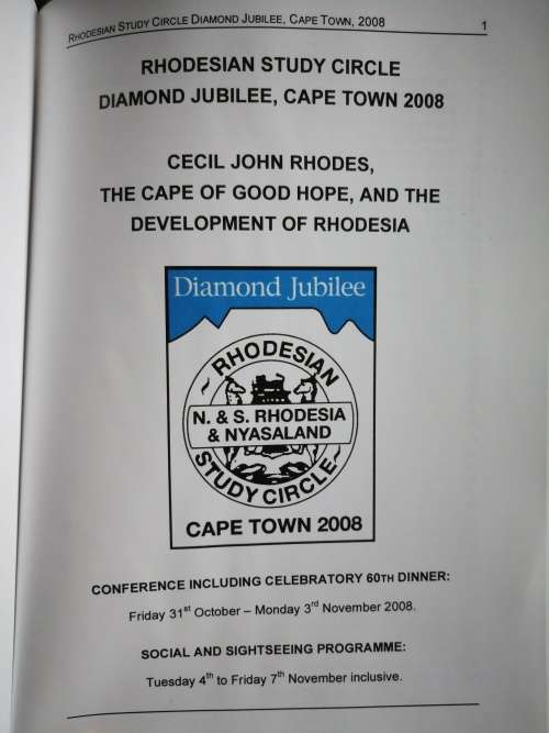 RHODESIAN STUDY CIRCLE DIAMOND JUBILEE CAPE TOWN OCT NOVEMBER 2008 ( philatelic philatist philately