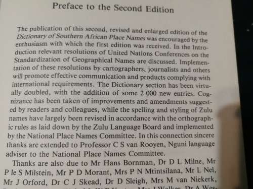 A DICTIONARY OF SOUTHERN AFRICAN PLACE NAMES P E RAPER SECOND EDITION  reference history