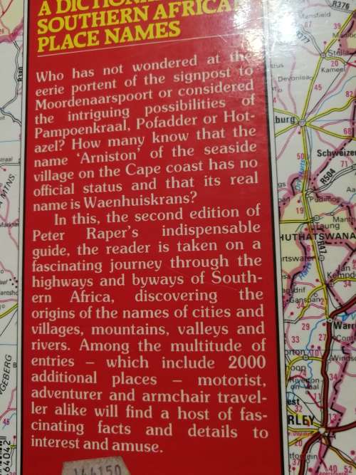 A DICTIONARY OF SOUTHERN AFRICAN PLACE NAMES P E RAPER SECOND EDITION  reference history