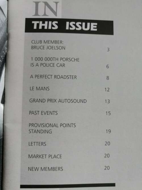 PORSCHE REPORT PORSCHE CLUB SOUTH AFRICA Issue six of 1996 (no. 6 of 10 issued in 1996 )