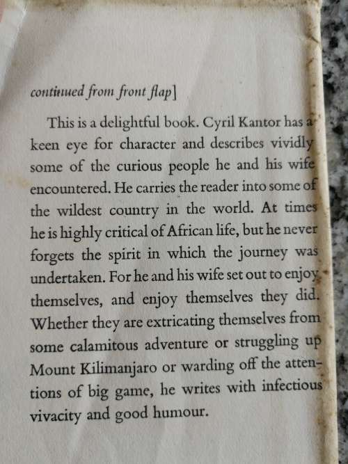 LUNCH WITH LIVINGSTONE CYRIL KANTOR ( A 12000 mile trip through Africa 1954