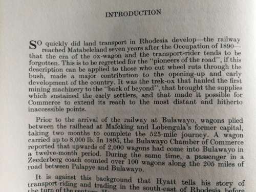 THE OLD TRANSPORT ROAD STANLEY PORTAL HYATT Rhodesian Reprint Library volume 3 1969