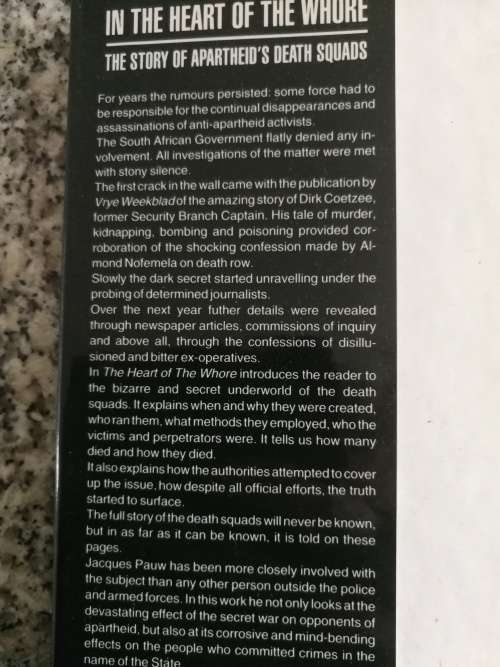 IN THE HEART OF THE WHO** The Story of Apartheid`s Death Squads JACQUES PAUW ( *hore )