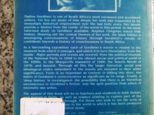 THE NOVELS OF NADINE GORDIMER History from the Inside STEPHEN R CLINGMAN