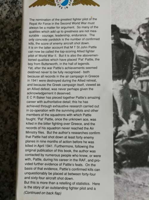 ACE OF ACES M ST J PATTLE Top Scoring Allied Fighter Pilot of WW II E C R BAKER Aviators in Africa