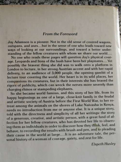 JOY ADAMSON`S AUTOBIOGRAPHY The Searching Spirit ( of Born Free Kenya )