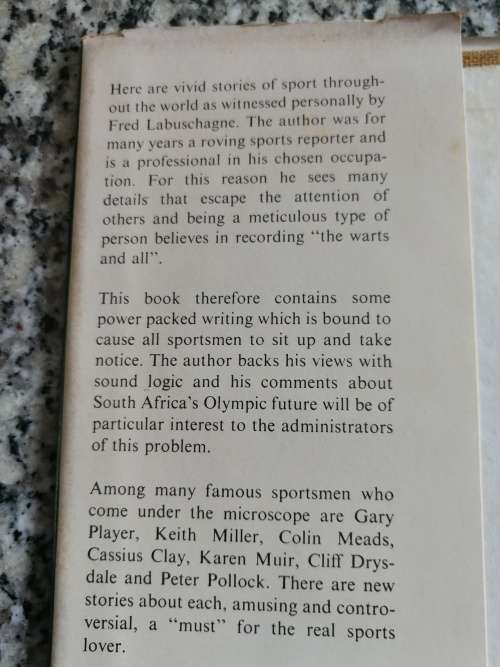 EYE WITNESS IN SPORT FRED LABUSCHAGNE 1970  (Sports Stories Including Rugby All Blacks etc )