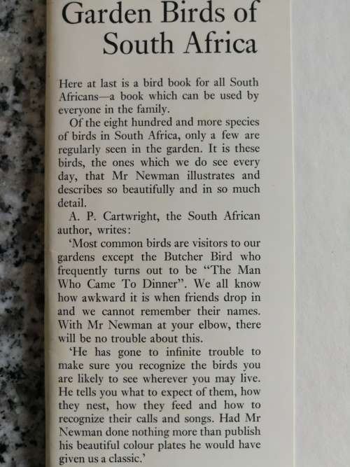 KENNETH NEWMAN GARDEN BIRDS OF SOUTH AFRICA A HOUSEHOLD GUIDE TO COMMON BIRDS