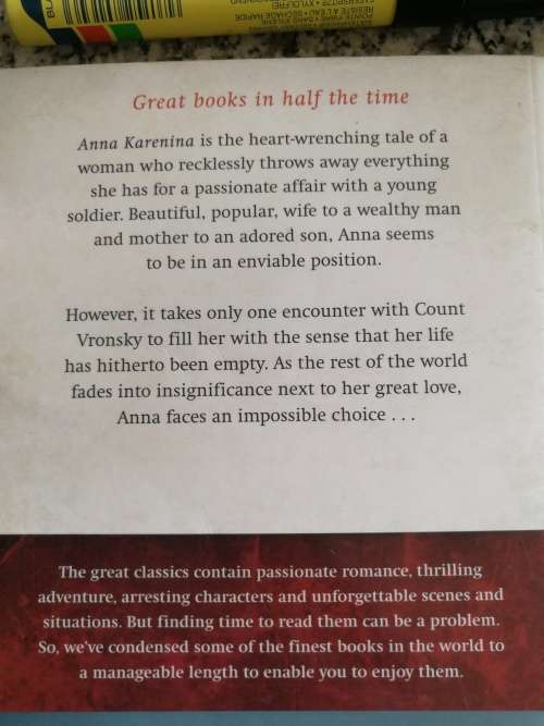 LEO TOLSTOY ANNA KARENINA Compact Editions ( read in half the time  )