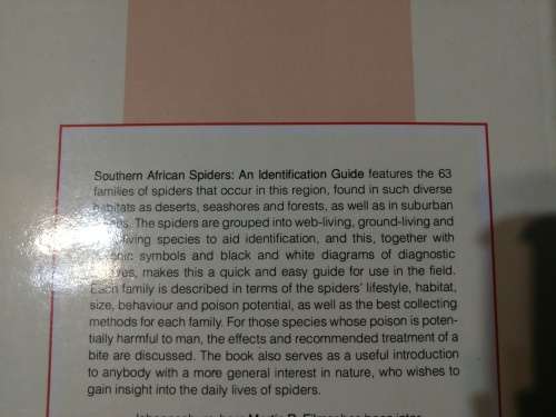 SOUTHERN AFRICAN SPIDERS AN IDENTIFICATION GUIDE MARTIN R FILMER