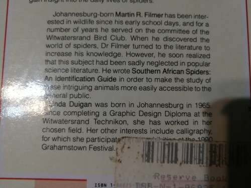 SOUTHERN AFRICAN SPIDERS AN IDENTIFICATION GUIDE MARTIN R FILMER