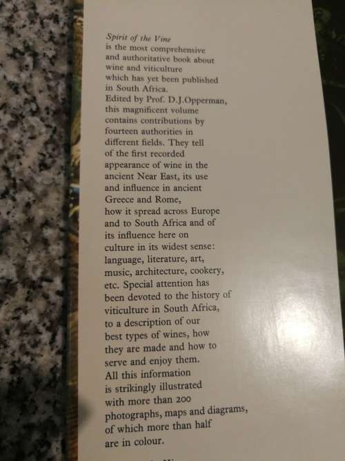SPIRIT OF THE VINE Prof. D J OPPERMAN Publi on the Occasion of the 50th Anniversary of KWV 1968 wine